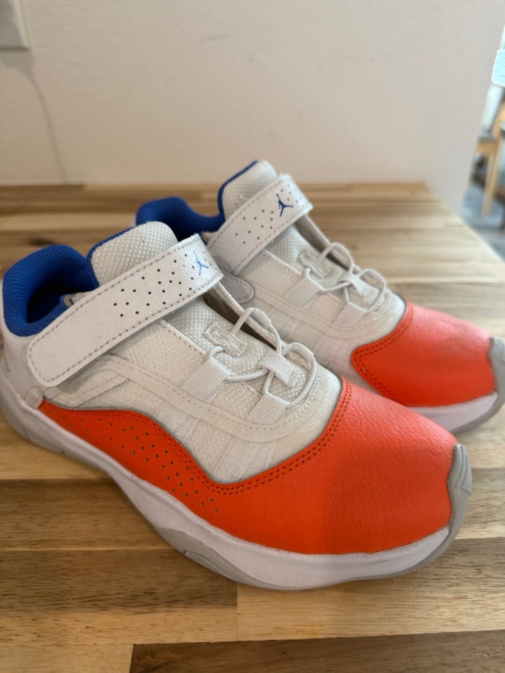 Jordan Kids White, Orange & Blue Velcro Sneakers